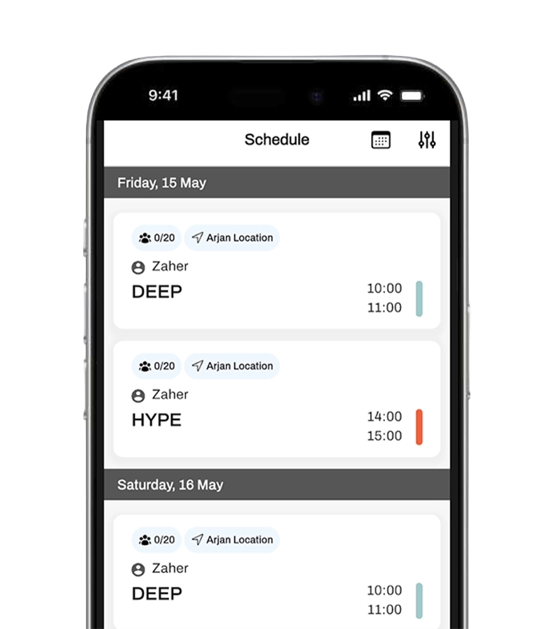 Pure Heat Club mobile app schedule to book contrast therapy Dubai and Aufguss sessions at the Arjan location.